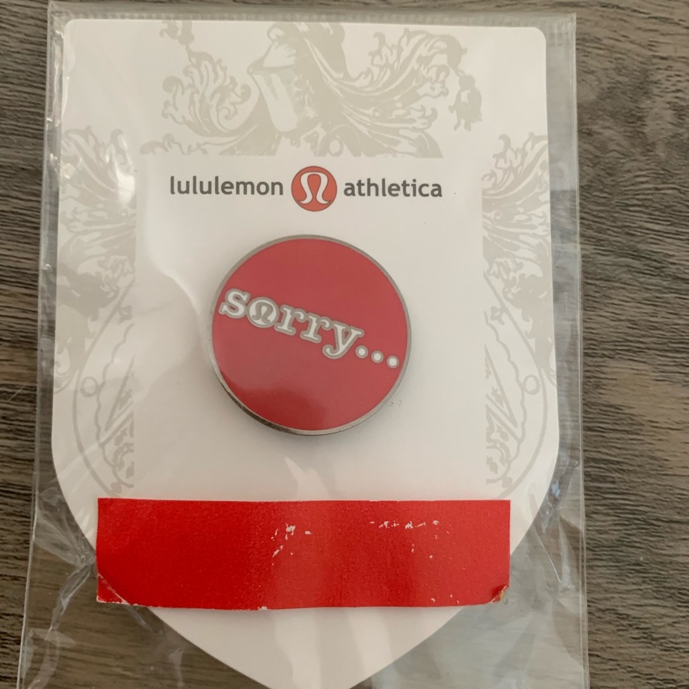 NEW Lululemon Sorry Red Lapel Pin Vancouver 2010 Winter Olympics Collector